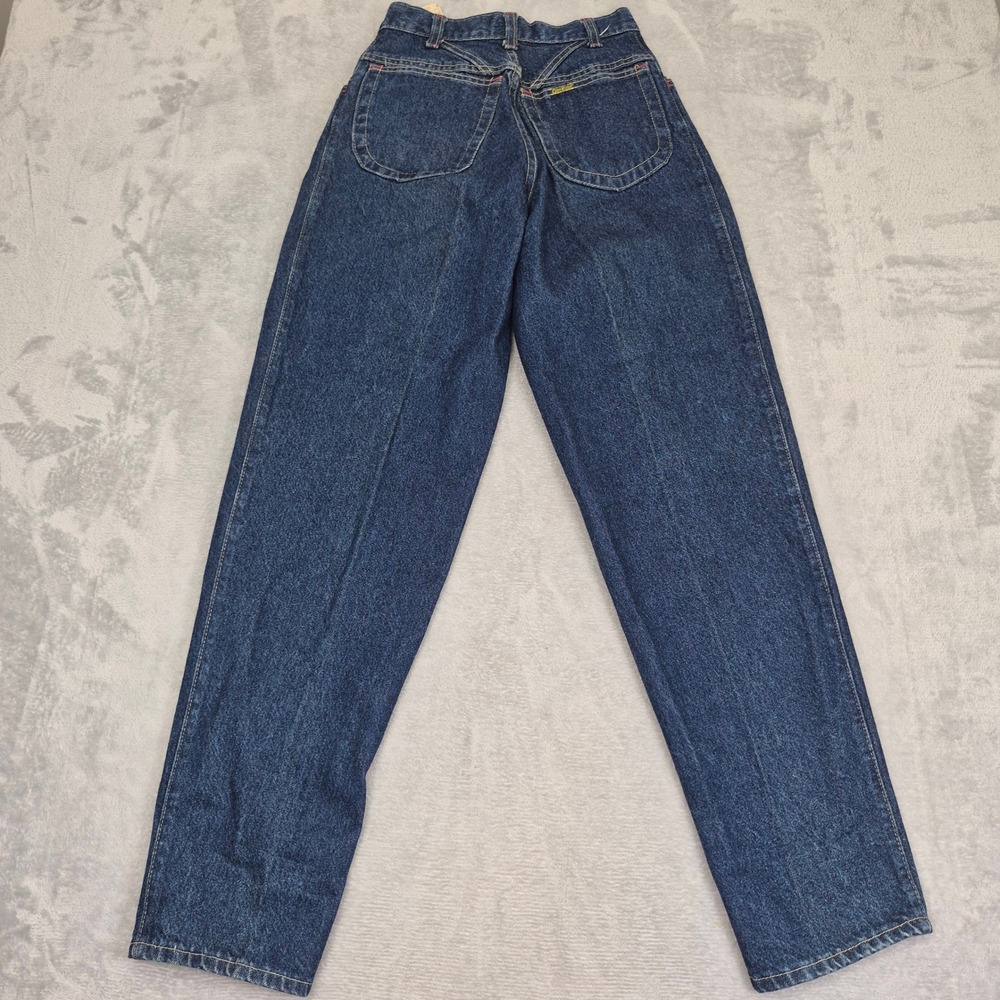Vintage OshKosh Bgosh High Waisted Pleated Tapered Jeans 6 (25) USA Made Dark - Picture 13 of 15